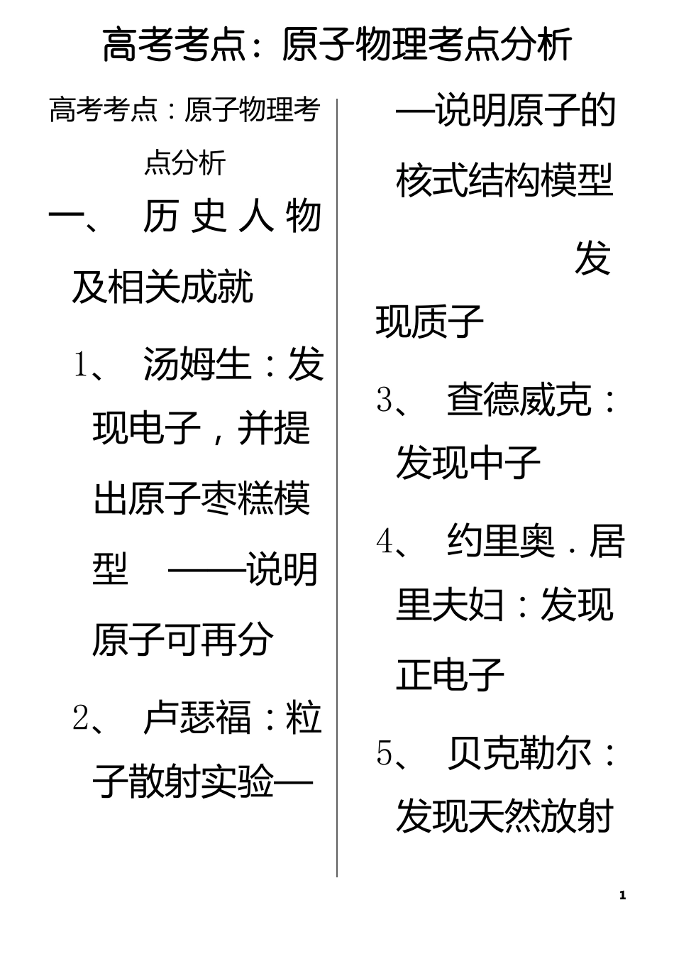 原子物理知识点汇总_第1页