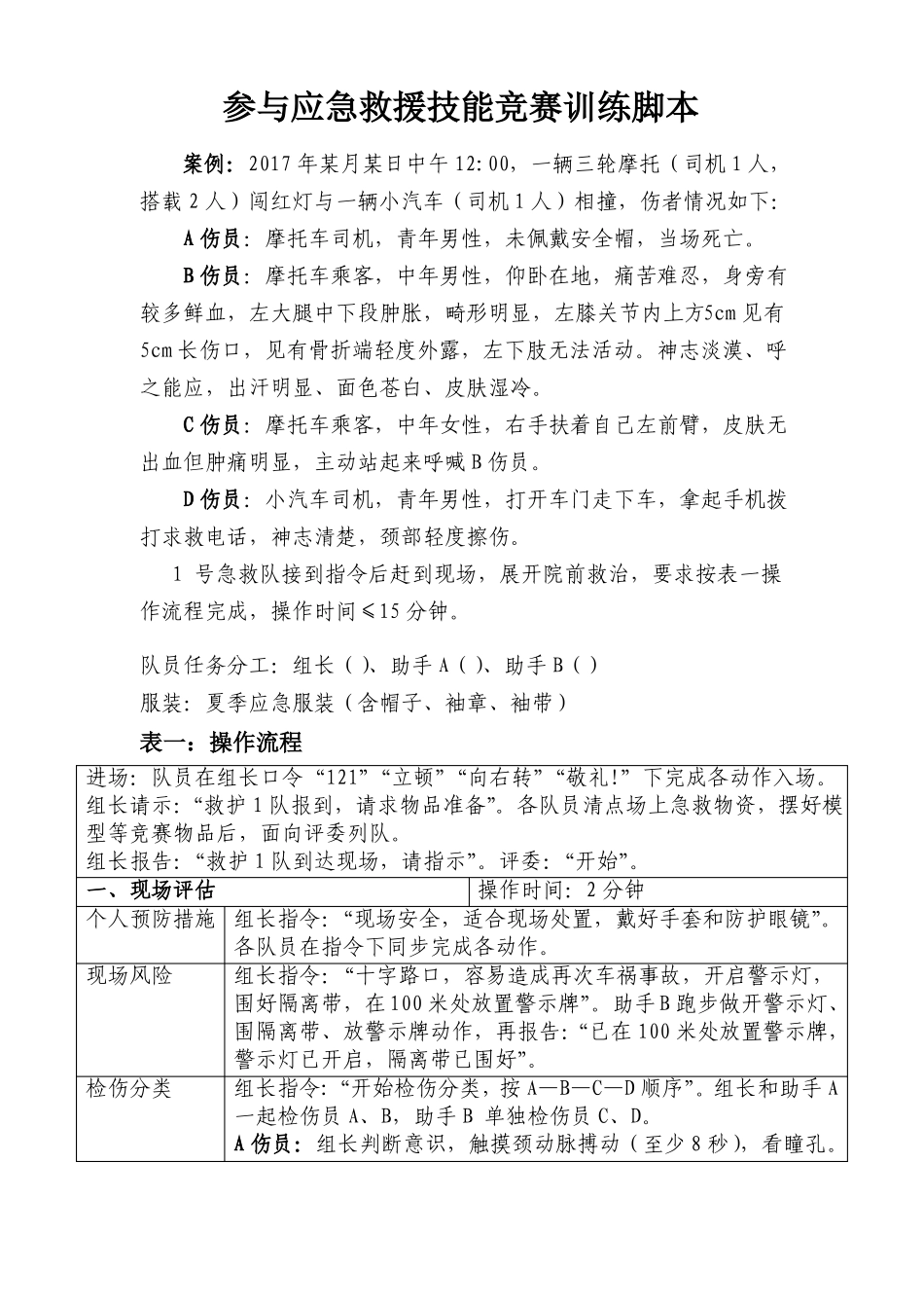 参与应急救援技能竞赛训练脚本_第1页