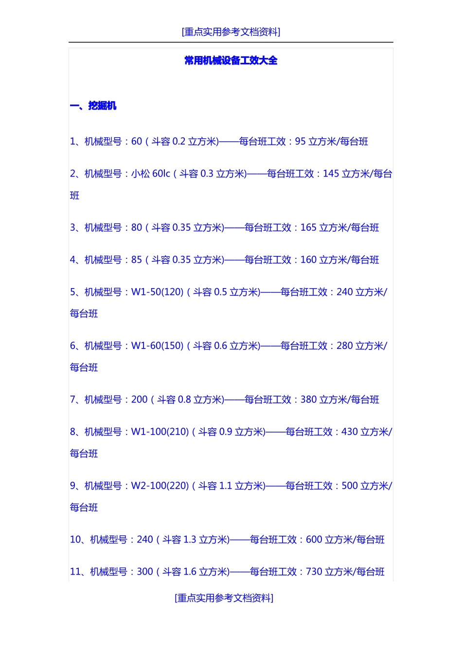 参考实用常用机械设备工效大全_第1页