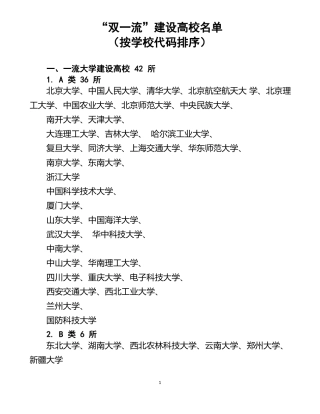 双一流大学一流学科