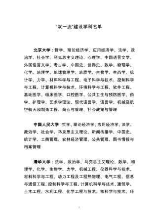 双一流建设学科名单