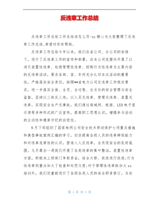 反违章工作总结