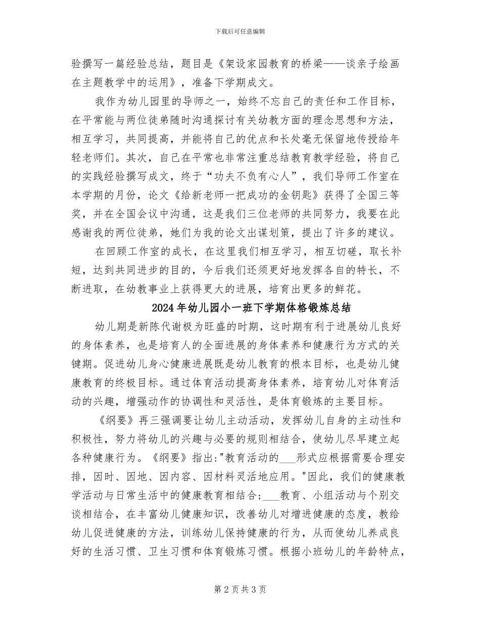 2024年幼儿园导师工作室教育教学总结_第2页