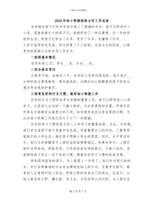 2024年幼小衔接班班主任工作总结