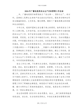 2024年广播电视局安全生产目标管理工作总结