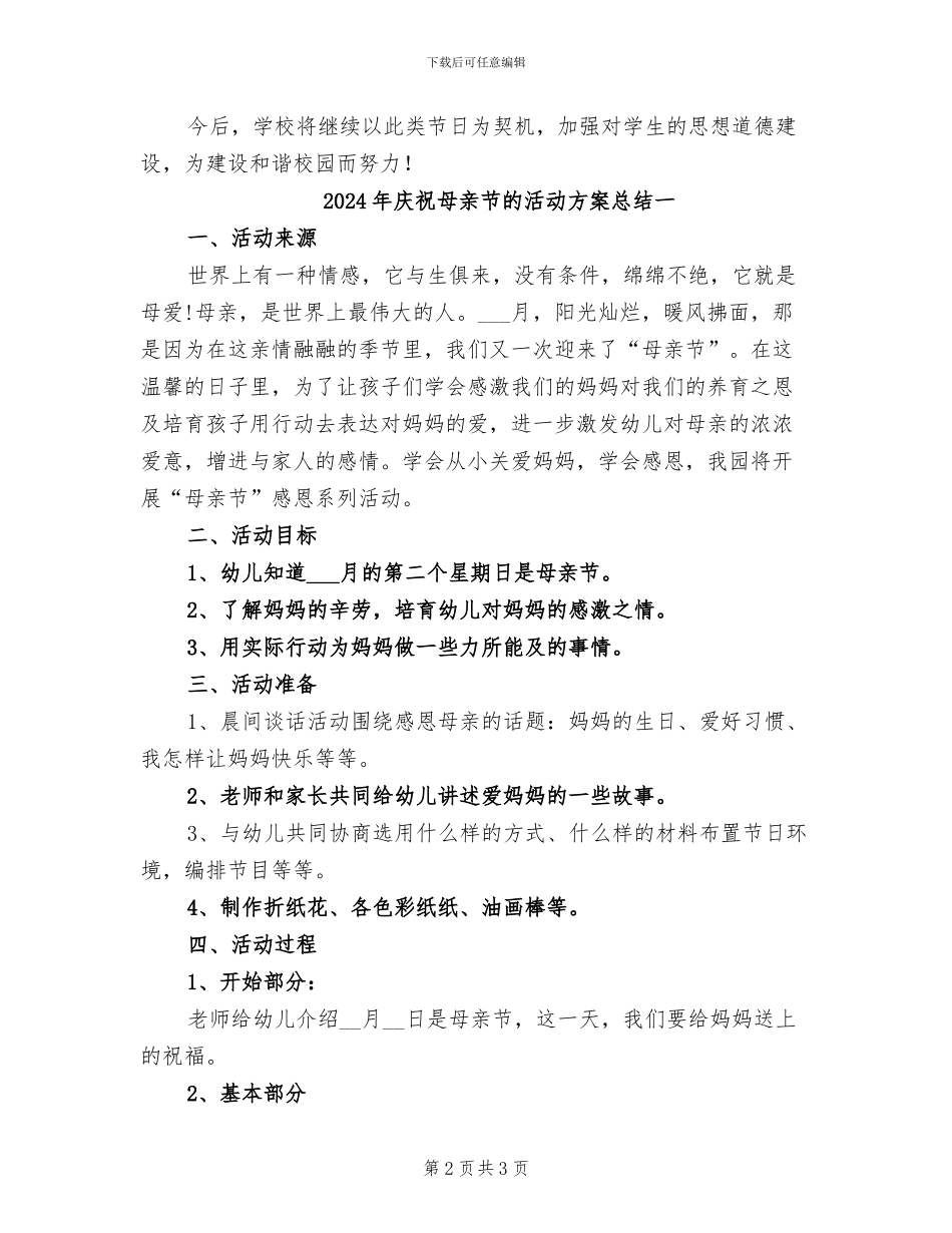 2024年庆祝母亲节的活动总结范文二_第2页