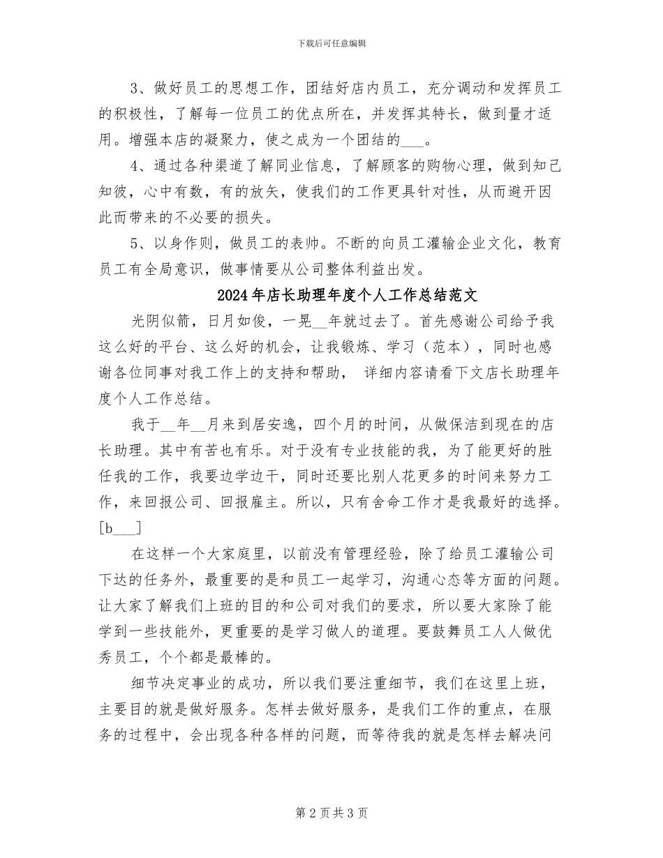 2024年店长助理年度个人工作总结_第2页