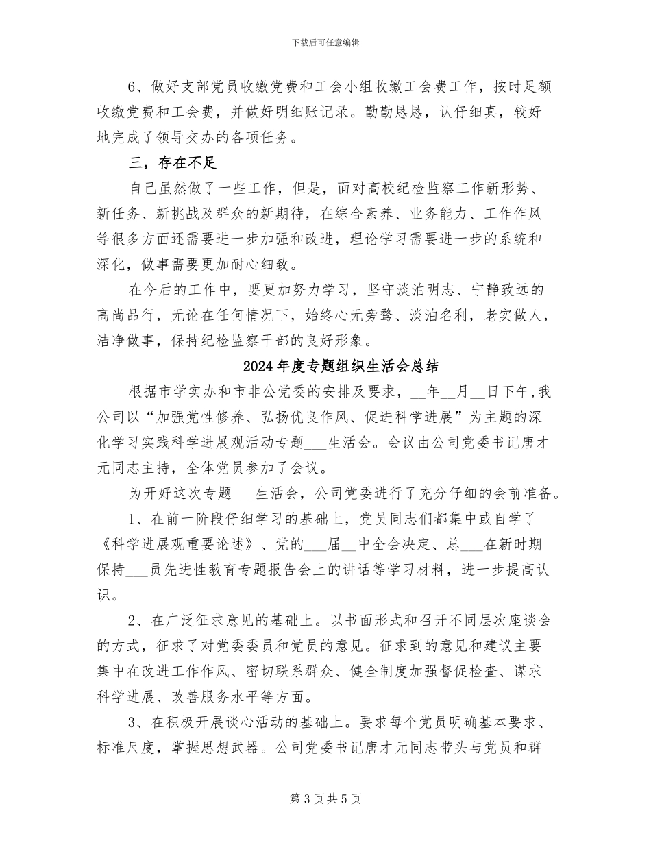 2024年度专职纪检员工作总结_第3页