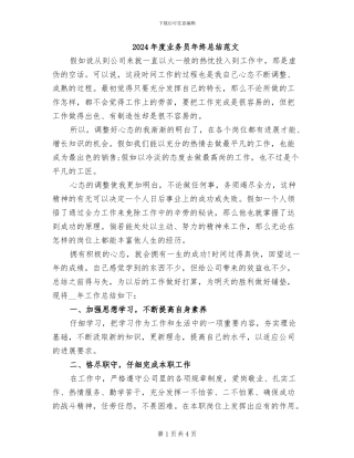 2024年度业务员年终总结范文