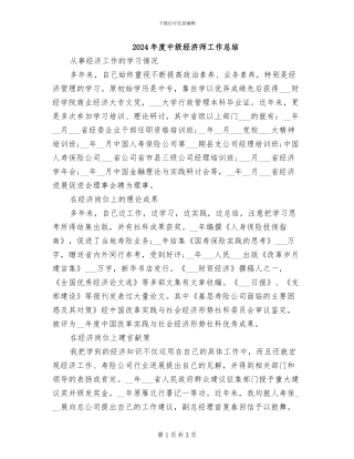 2024年度中级经济师工作总结