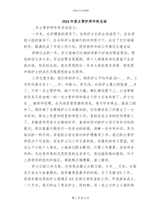 2024年度主管护师年终总结