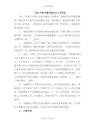 2024年度乡镇环境卫生工作总结