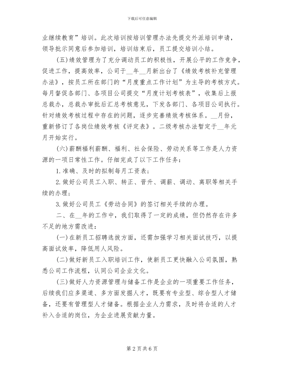 2024年度人力资源工作总结_第2页