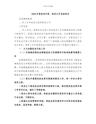 2024年度依法行政、政务公开总结范本