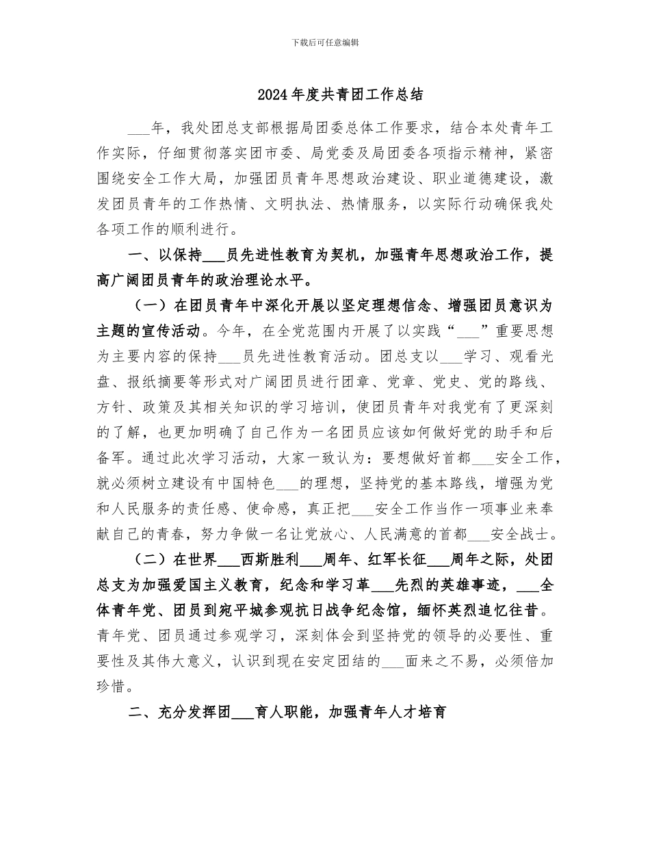 2024年度共青团工作总结_第1页