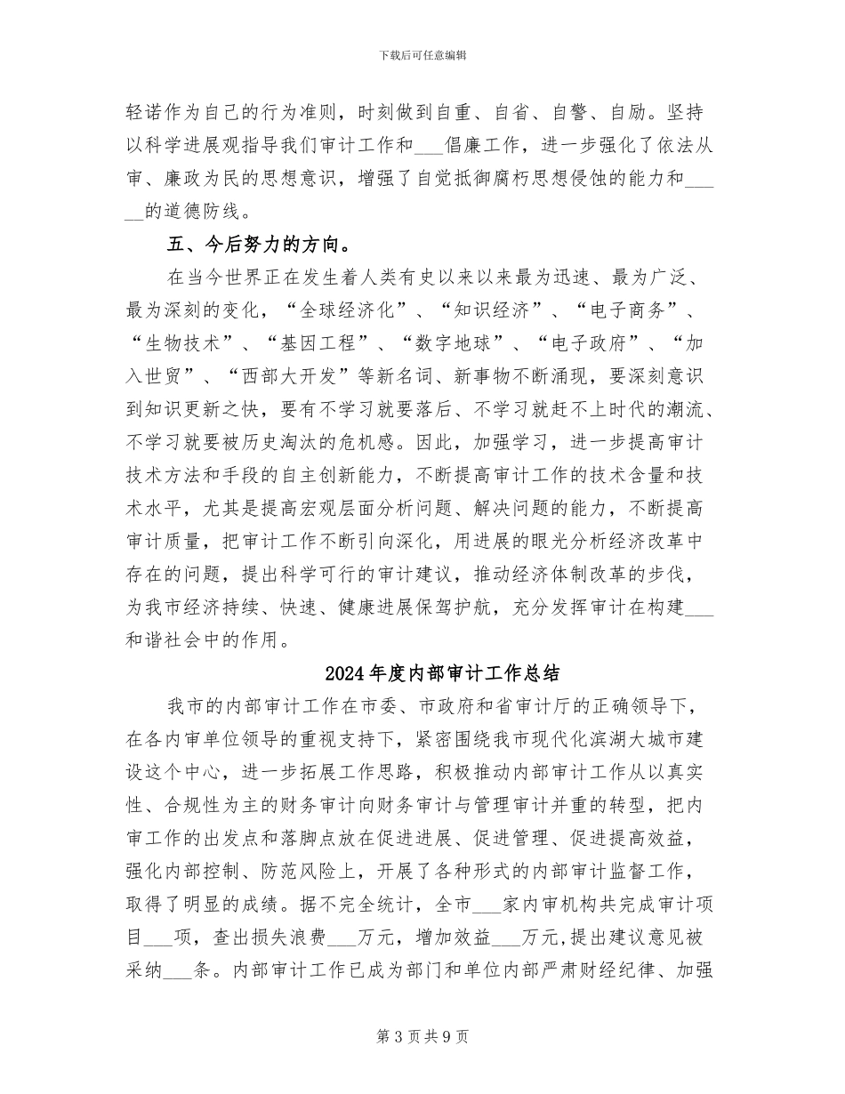 2024年度内部审计个人总结范文_第3页