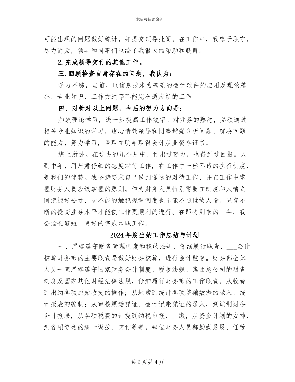 2024年度出纳工作总结_第2页