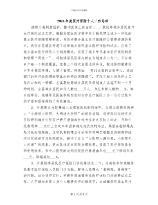 2024年度医疗保险个人工作总结