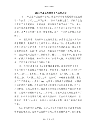 2024年度卫生统计个人工作总结