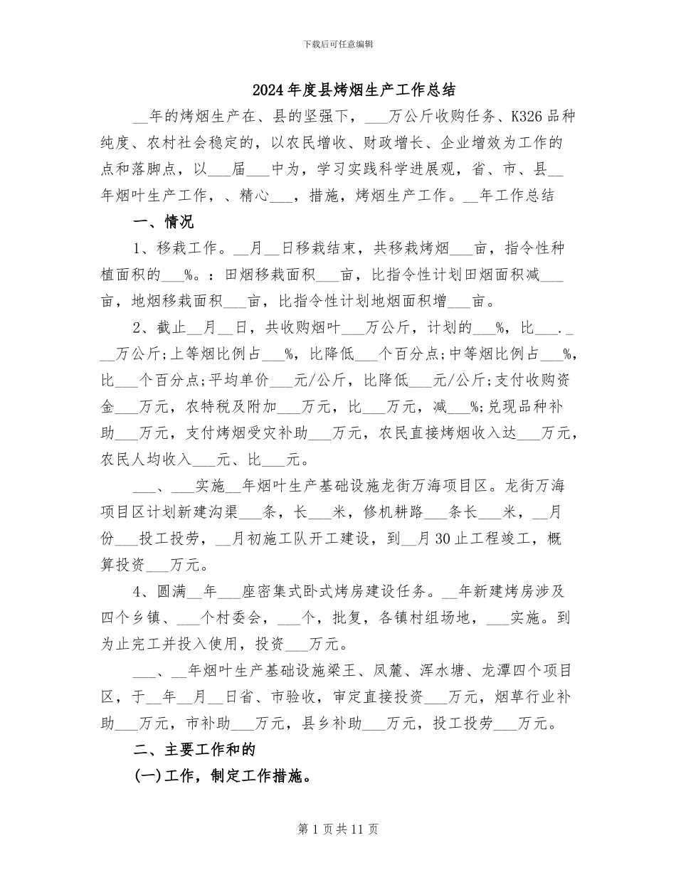 2024年度县烤烟生产工作总结_第1页