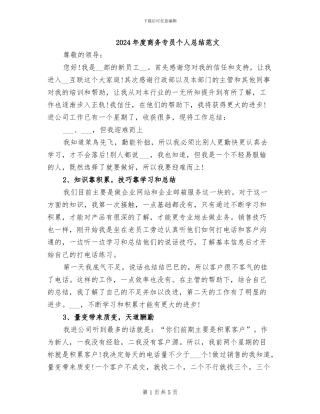 2024年度商务专员个人总结范文