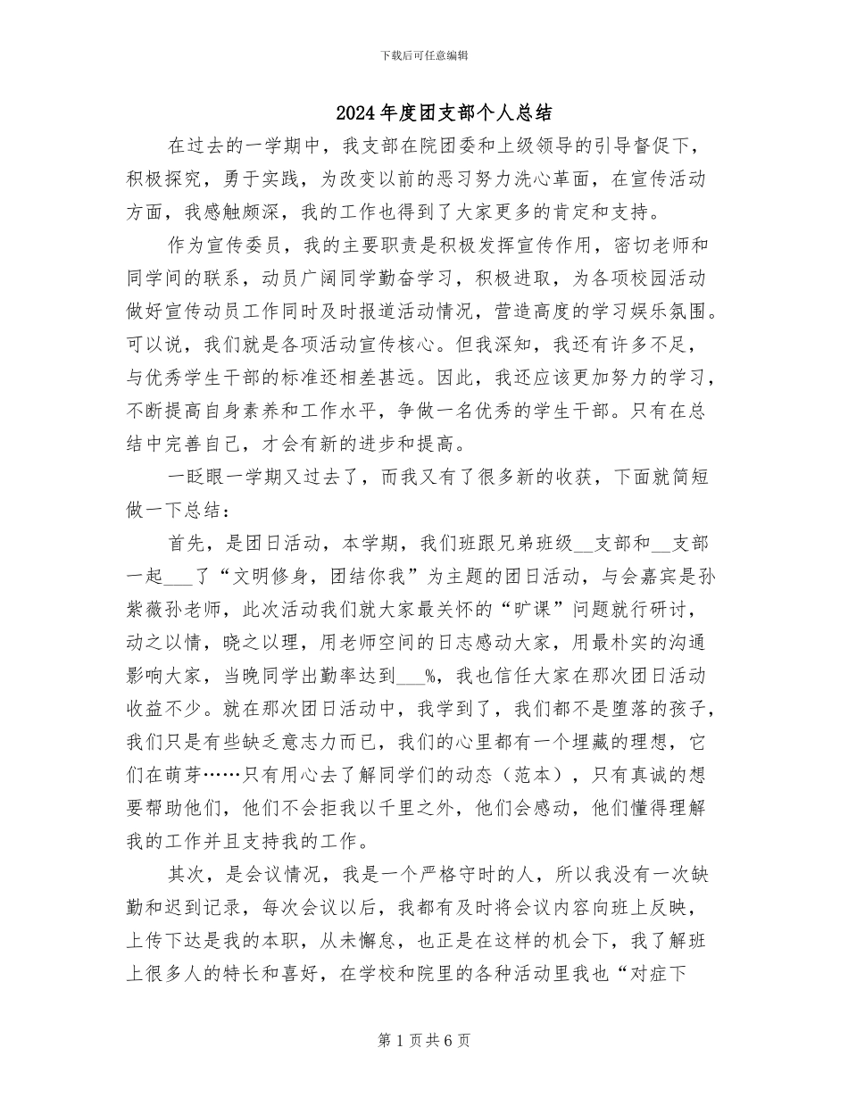 2024年度团支部个人总结_第1页