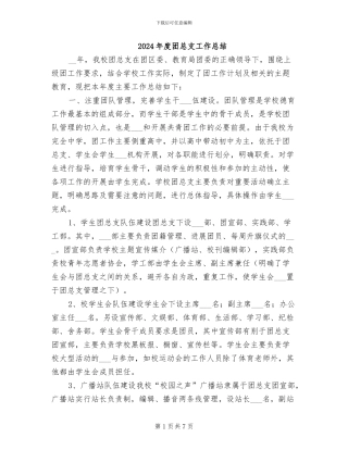 2024年度团总支工作总结