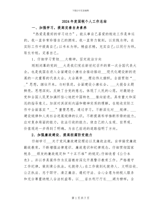 2024年度国税个人工作总结