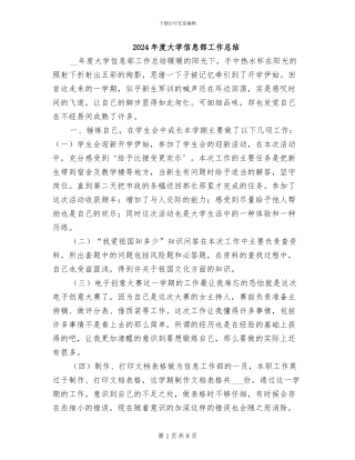 2024年度大学信息部工作总结