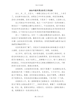 2024年度外贸业务员工作总结