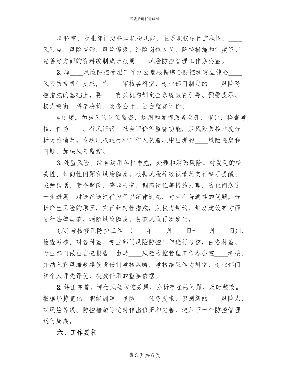 2024年度廉政风险防控工作方案范文_第3页