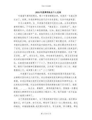 2024年度律师执业个人总结