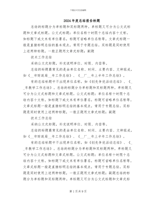 2024年度总结报告标题