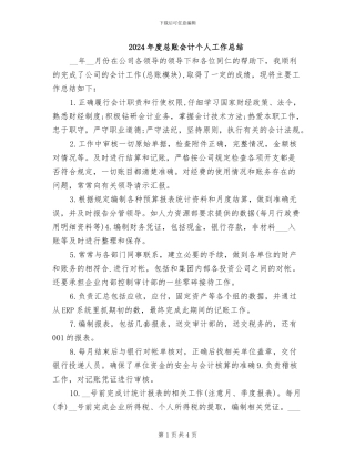 2024年度总账会计个人工作总结