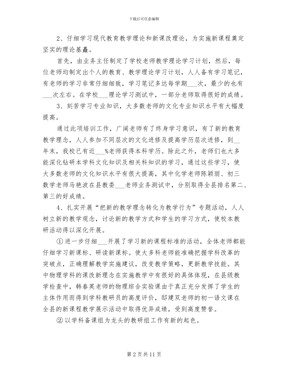 2024年度教师培训工作总结范文_第2页