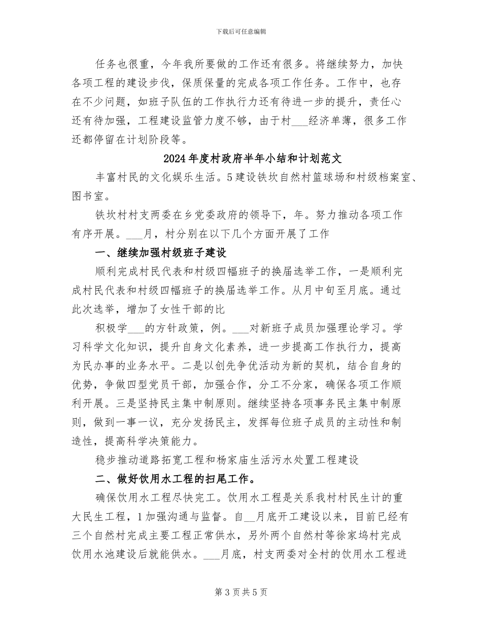 2024年度村政府半年小结和计划_第3页
