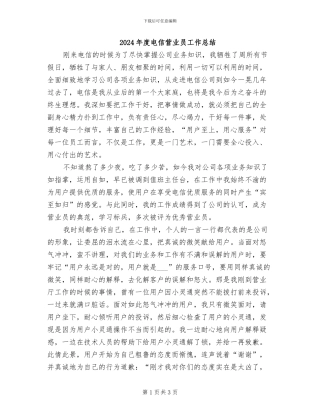 2024年度电信营业员工作总结