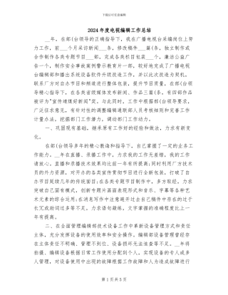 2024年度电视编辑工作总结