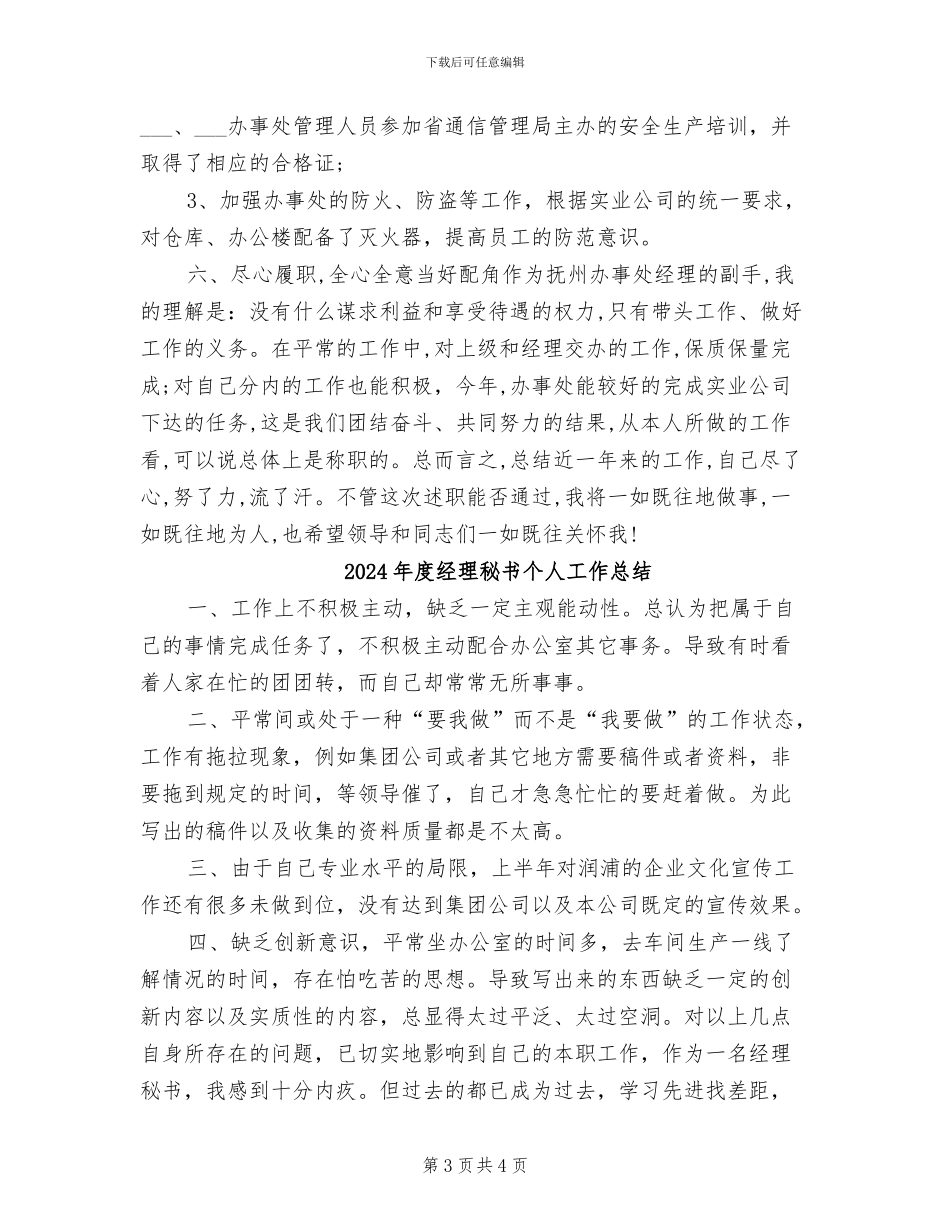 2024年度经理助理年度总结_第3页