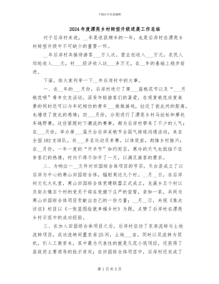 2024年度美丽乡村转型升级发展工作总结