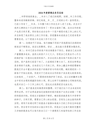 2024年度营销业务员总结