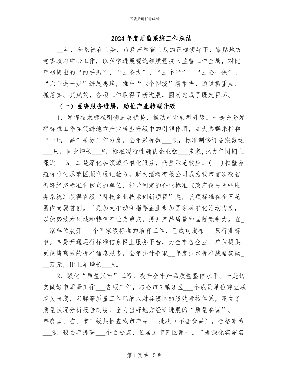 2024年度质监系统工作总结_第1页