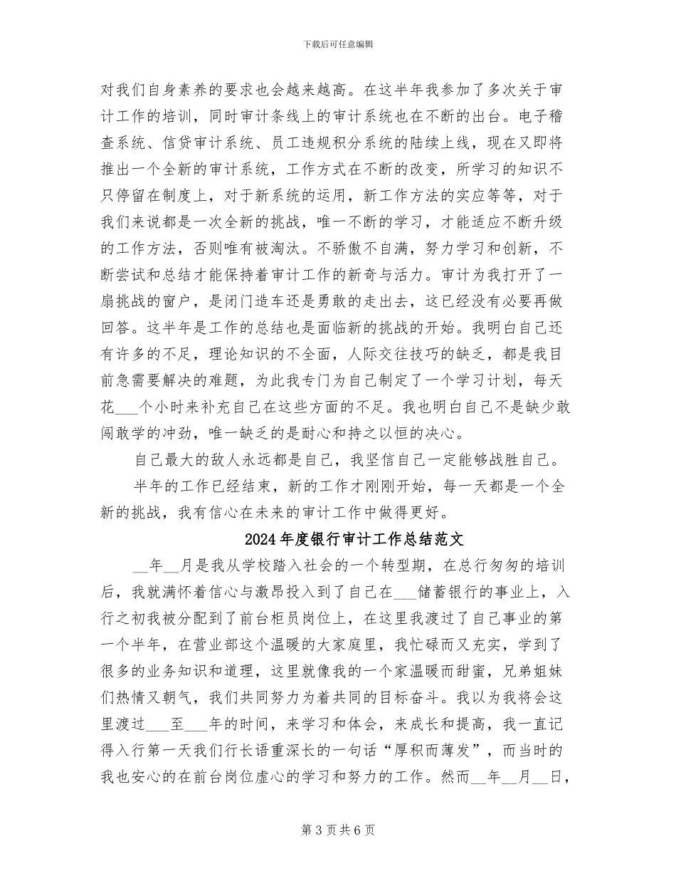 2024年度银行审计工作总结_第3页