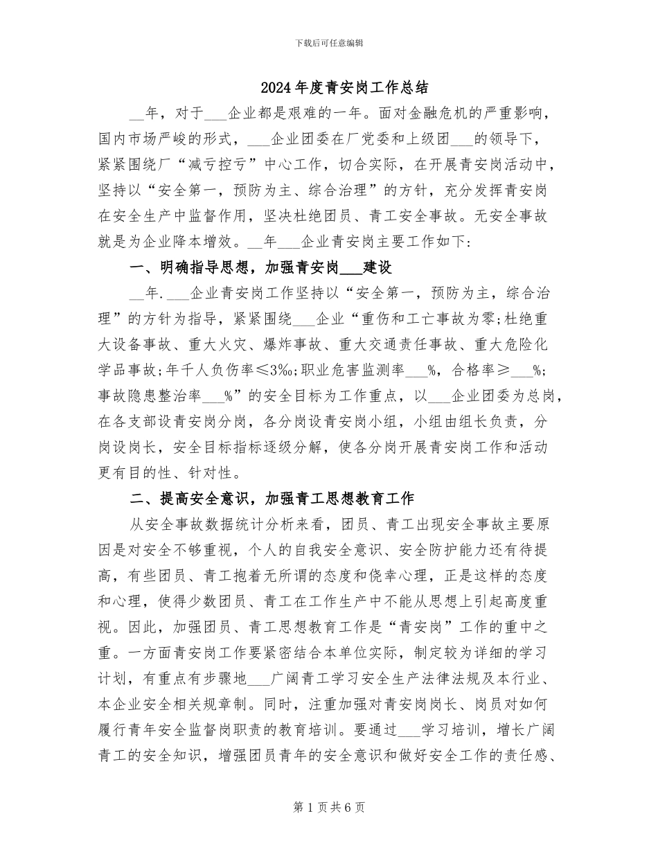 2024年度青安岗工作总结_第1页
