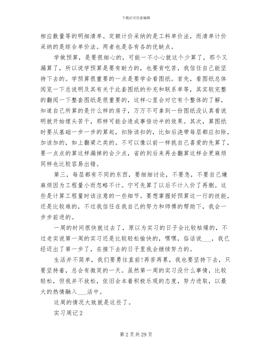 2024年建筑工程专业实习周记和实习总结_第2页