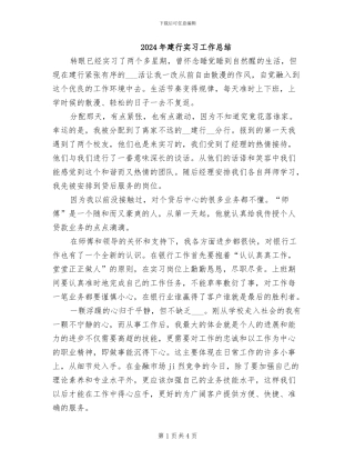 2024年建行实习工作总结
