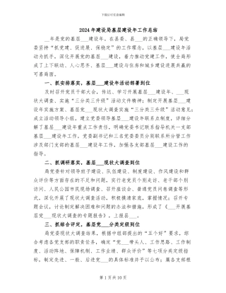 2024年建设局基层建设年工作总结
