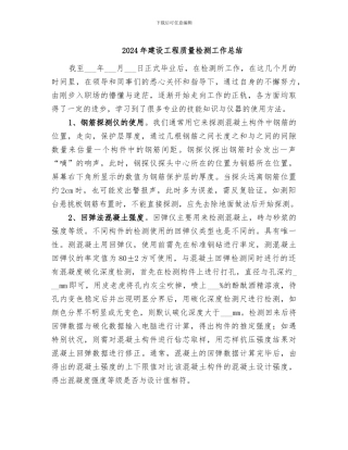 2024年建设工程质量检测工作总结