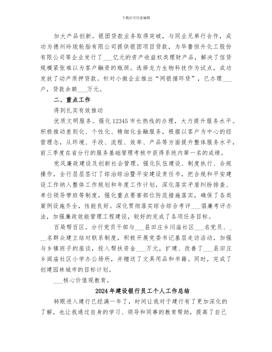 2024年建设银行分行年度工作总结_第2页