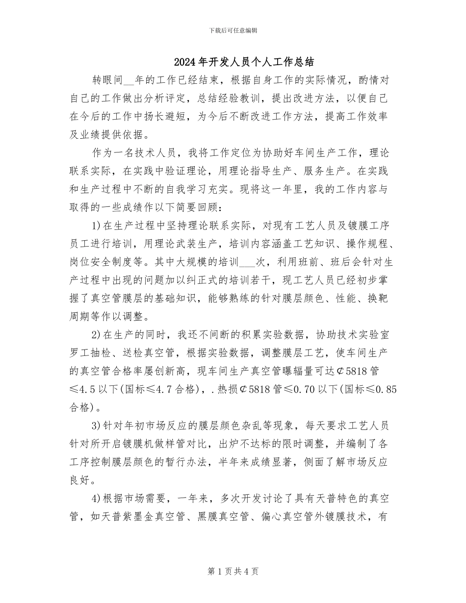 2024年开发人员个人工作总结_第1页